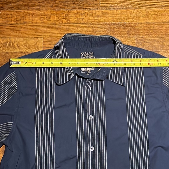 Blue Guru men’s blue button-down, short sleeve shirt - L - Picture 3 of 9